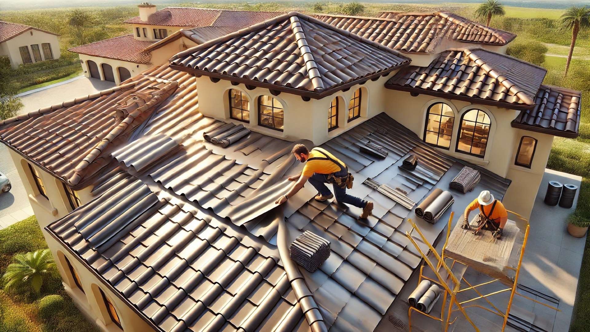 showcasing the DECRA metal roofing installation process, emphasizing craftsmanship, material distinction, and professional techniques