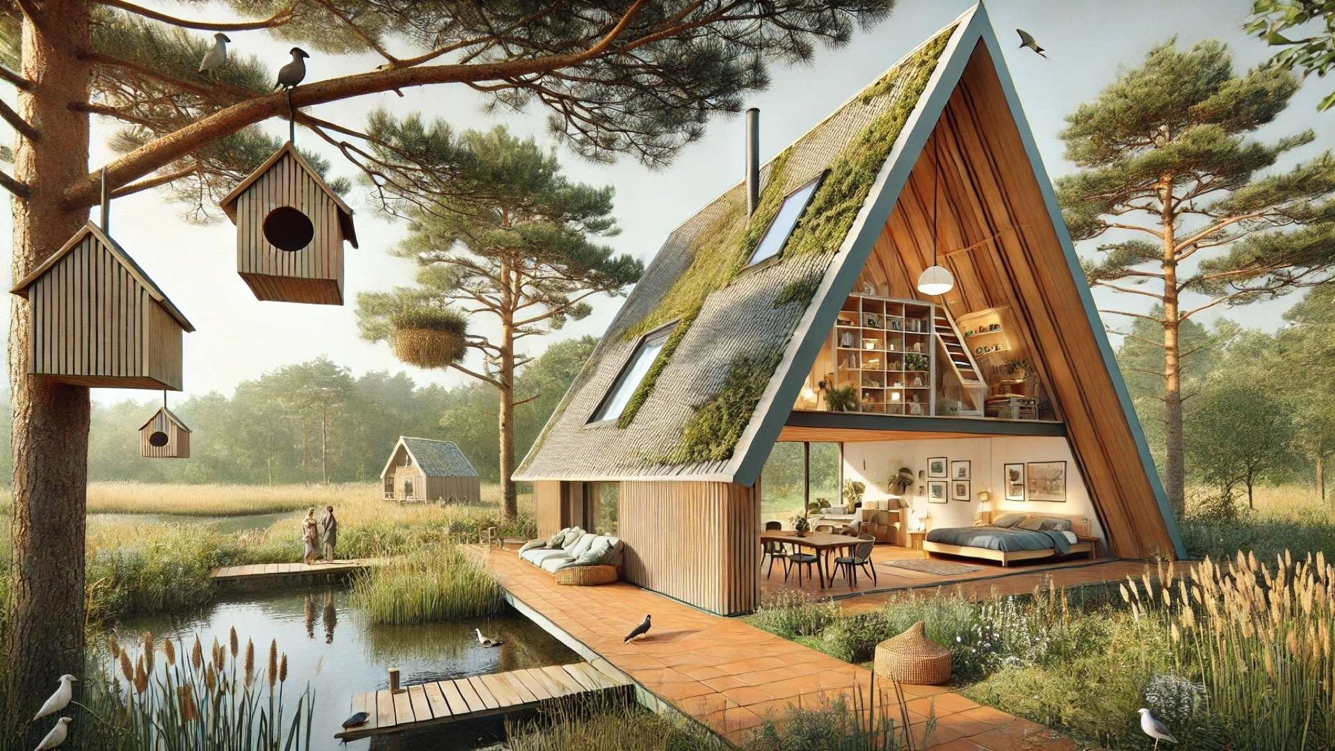 renovated A-frame holiday home in Herperduin, designed to capture the harmony between architecture and nature