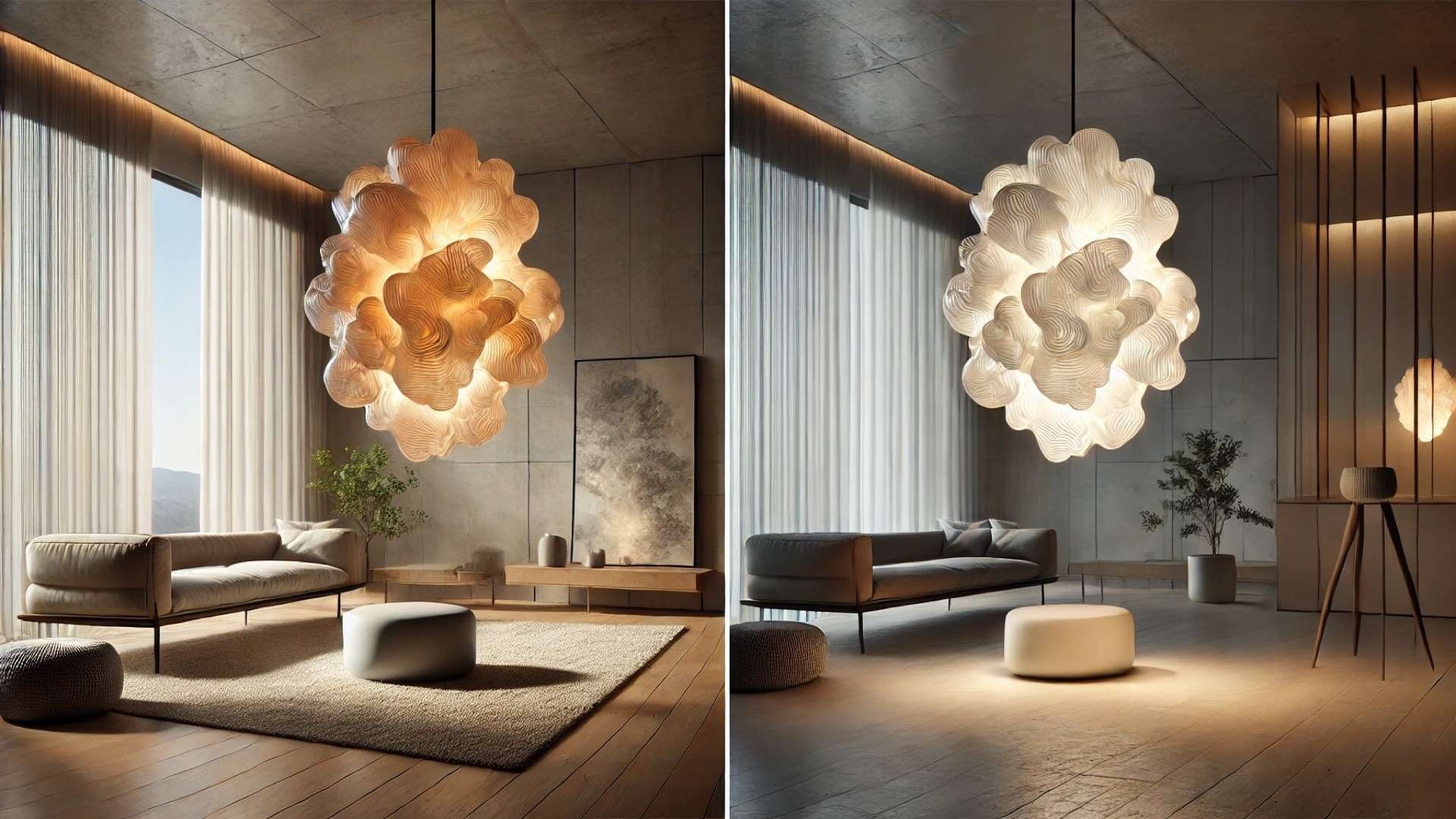 Lapso lamp, capturing its organic translucency and serene presence within a modern interior