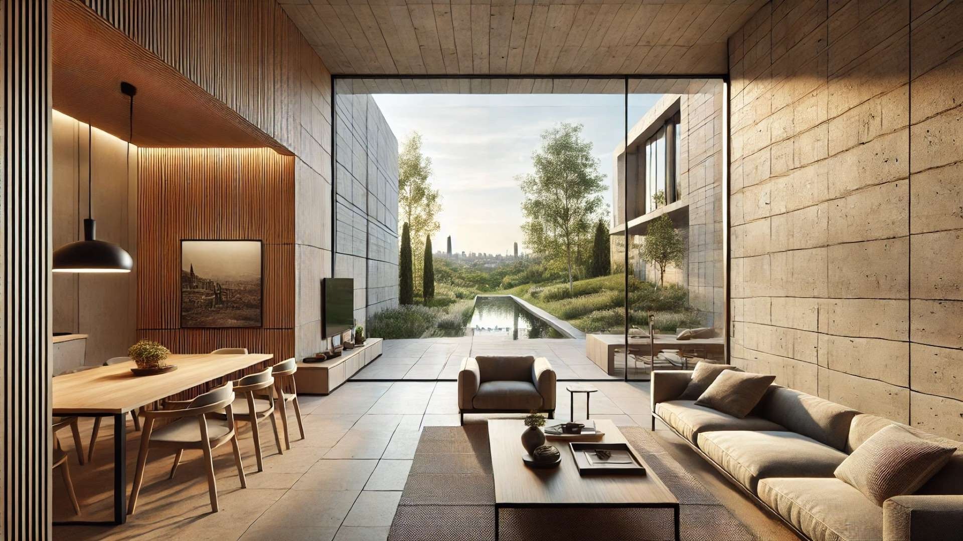 Villa Vista, focusing on the open-plan living areas and panoramic views.