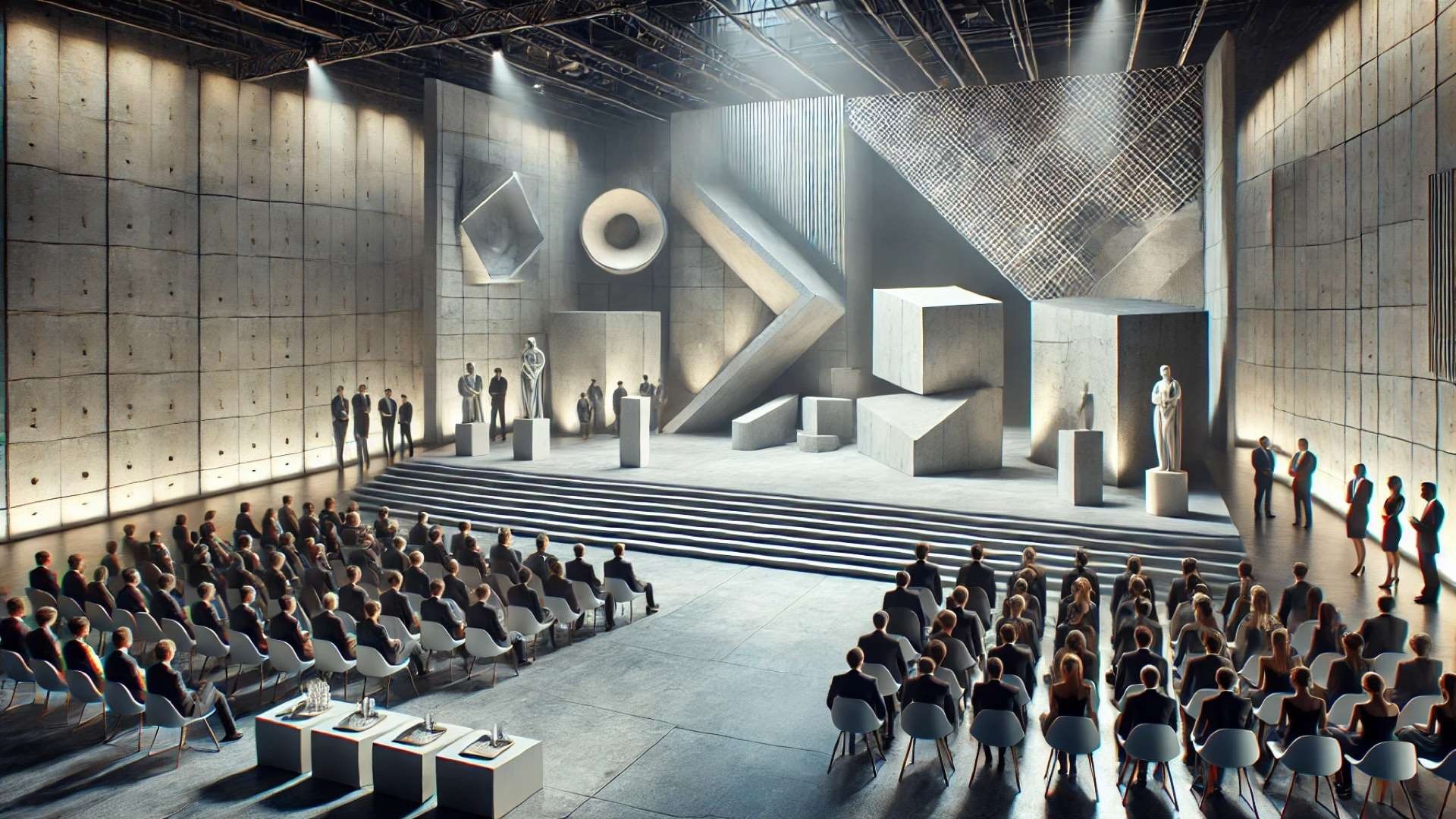 modern award ceremony scene celebrating innovation in the concrete and construction industry