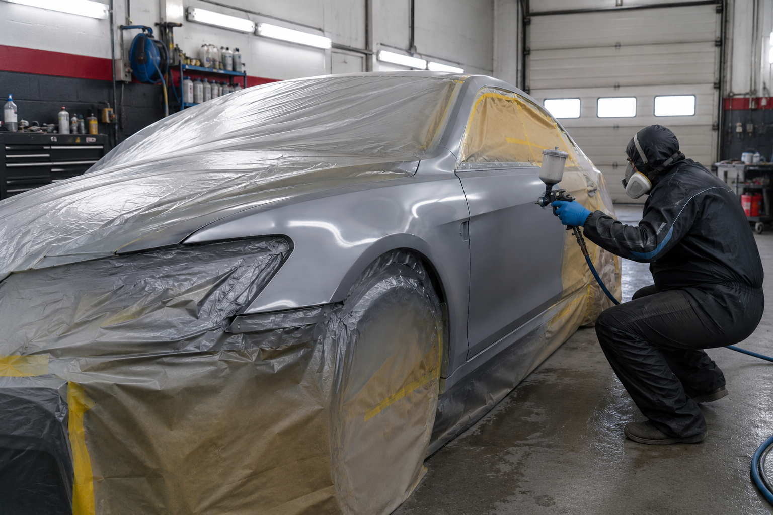 Expert paint refinish on a gray framed vehicle for lasting durability.