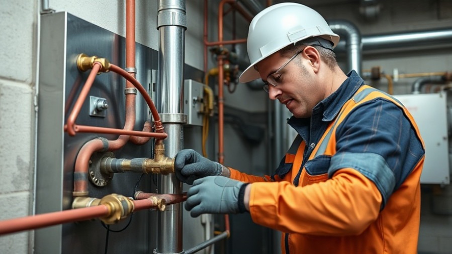 HVAC contractor performing heat transfer maintenance on equipment.