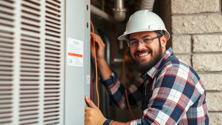 Professional HVAC contractor inspecting heating system in a home