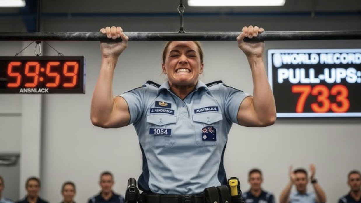 Athlete demonstrating intense no-equipment ab workout in gym.