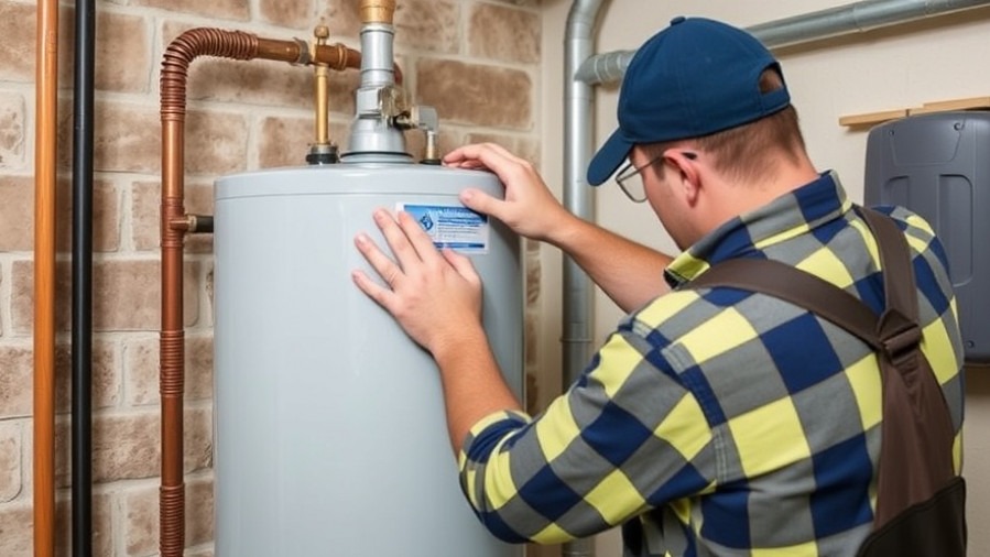 HVAC contractor performing water heater maintenance for plumbing safety tips.