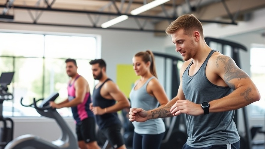 Gym members working out in a vibrant fitness studio.