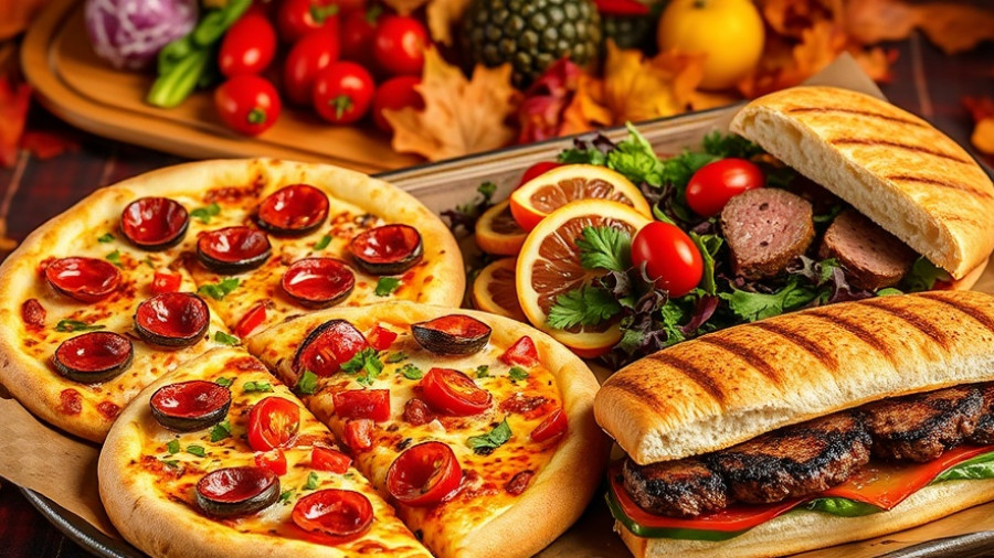 Delicious fall menu selections at Newk’s Eatery with autumn theme.