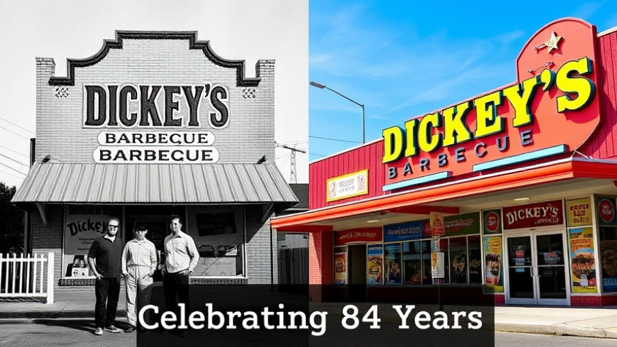 Dickey's Barbecue 84th anniversary celebration with vintage and modern images.