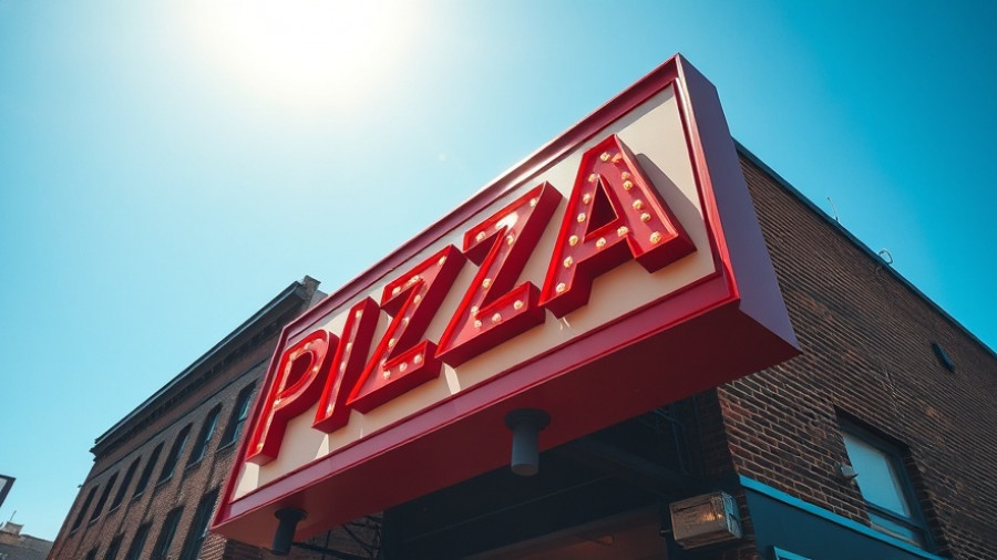 Domino's Pizza sign in urban setting, restaurant sales slowdown.