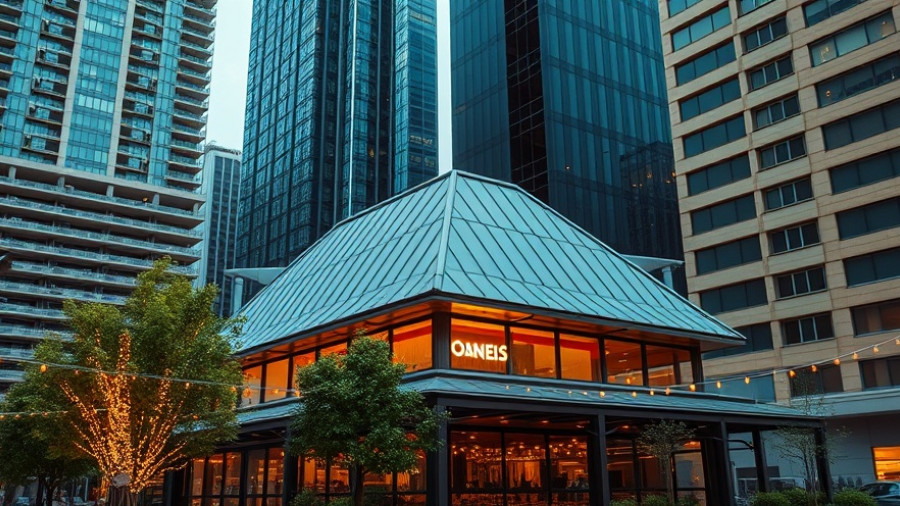 The Rustic's relocation to new home in Houston captured in aerial view.