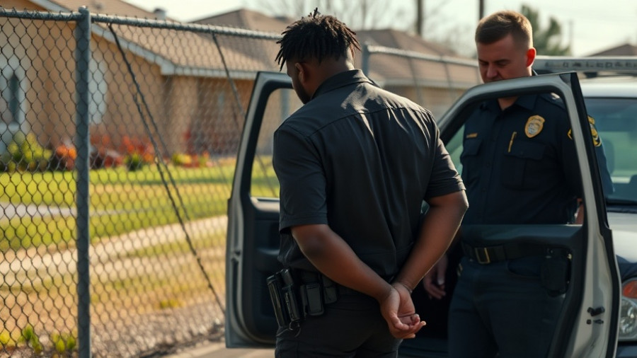 Law enforcement officer detaining person linked to restaurant industry immigration policies.