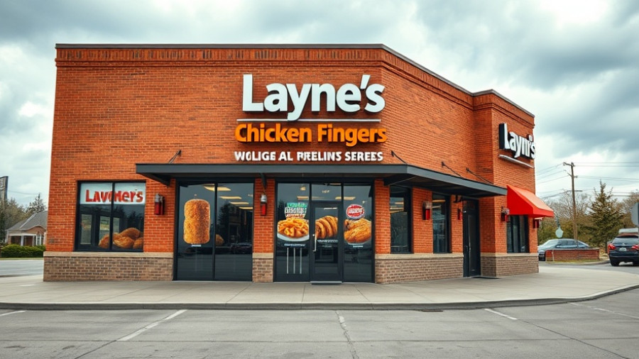Modern Layne's Chicken Fingers restaurant, bright exterior, franchise location