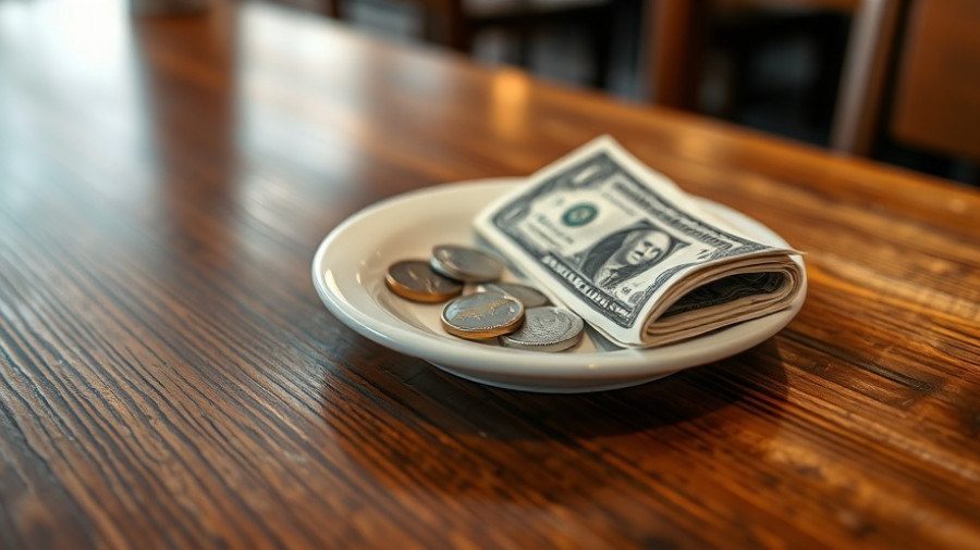 Coins and dollar bill tip on a plate, illustrating No Tax on Tips rule.