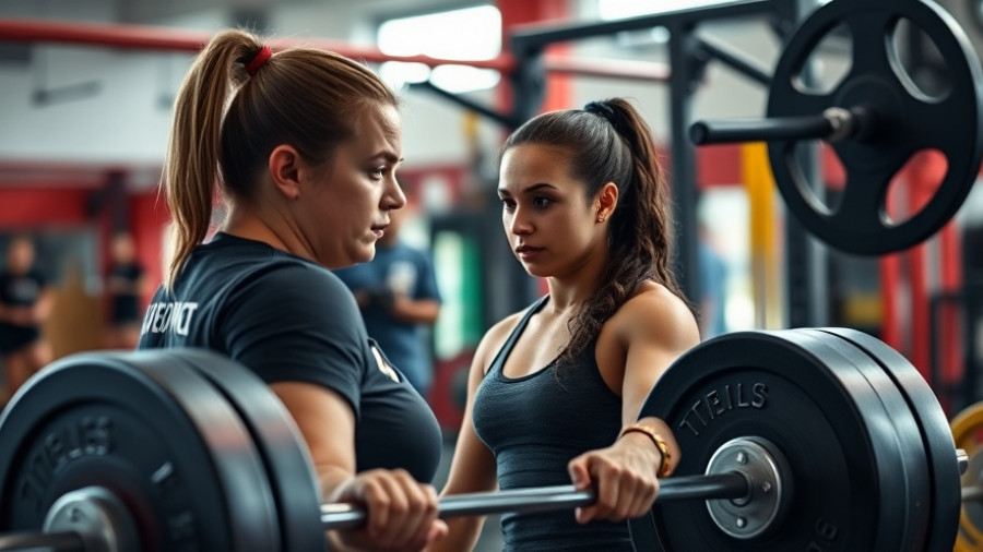 Deadlift setup steps for lifters: coached female lifter in gym.