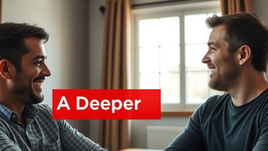 Two men in a podcast about dining on a deal with 'A Deeper Dive' logo.