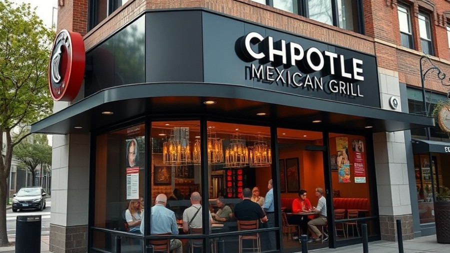Chipotle Mexican Grill exterior with customers inside; analysis focus.