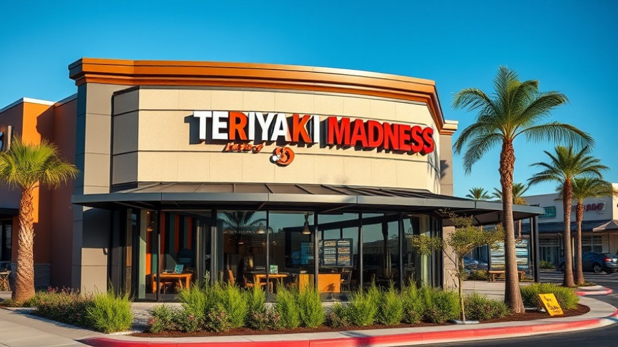 Teriyaki Madness restaurant exterior with clear blue sky