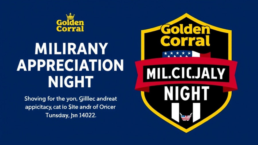 Golden Corral Military Appreciation Night event details with patriotic design.