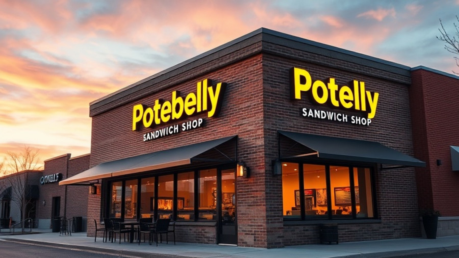 Exterior of Potbelly Sandwich Shop at sunset related to RaceTrac Acquisition