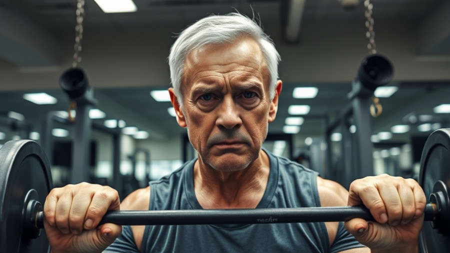 Older man practicing dynamic press techniques in the gym.