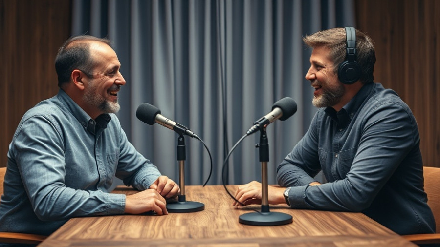 Podcast discussion with two men, Starting Strength Radio setup.