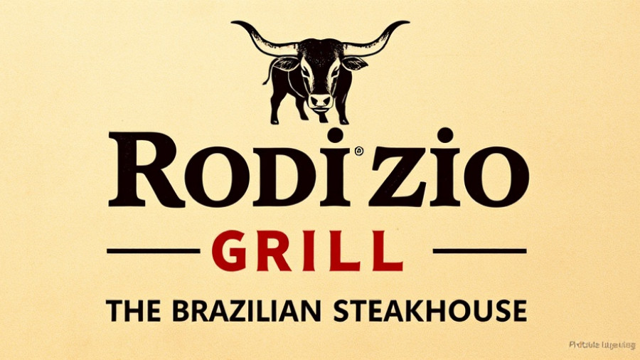 Rodizio Grill franchise logo on beige background.