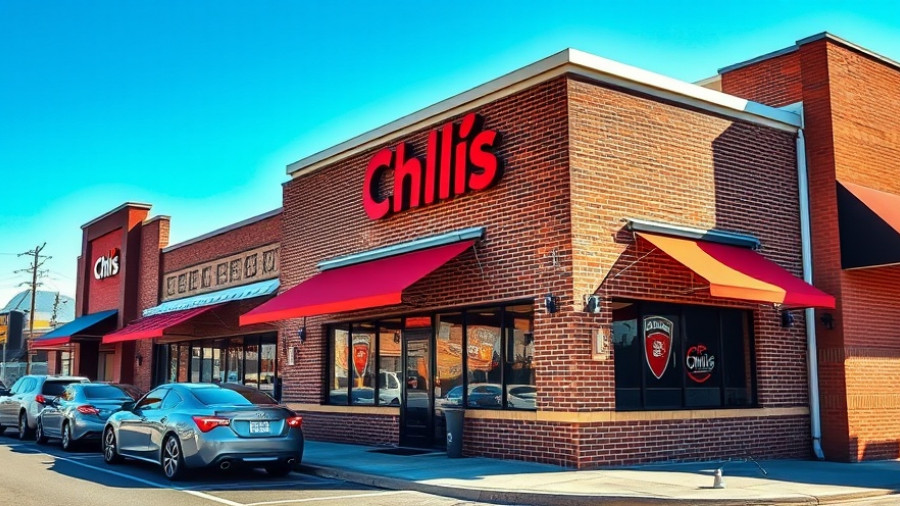 Lower-income consumers flocking to Chili's restaurant exterior with parked cars.