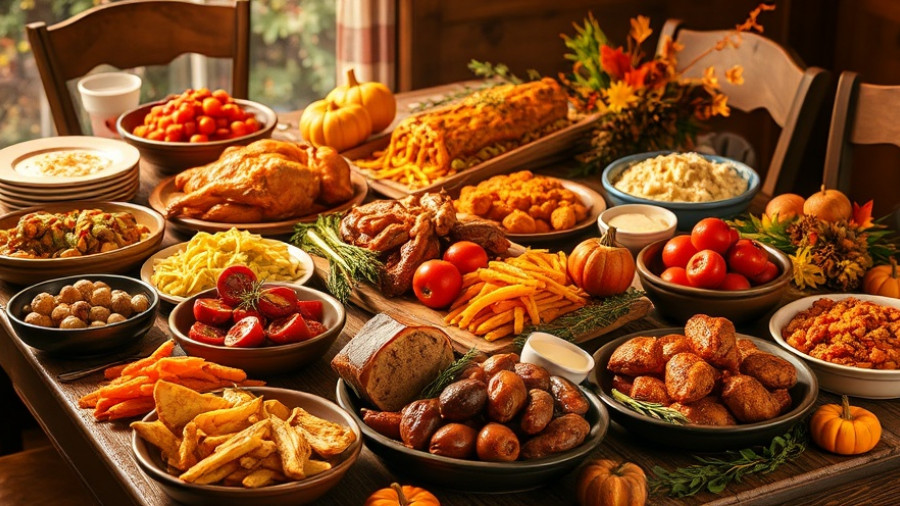 Soulman’s Bar-B-Que Catering holiday feast with turkey and sides.