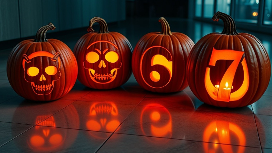 Carved pumpkins for Halloween programming at fitness clubs.
