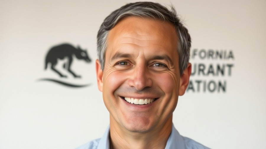 Smiling man beside California Restaurant Foundation logo.