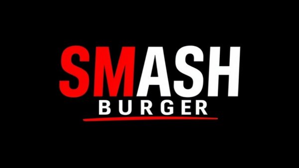 Bold Smashburger logo with red and white text on black.