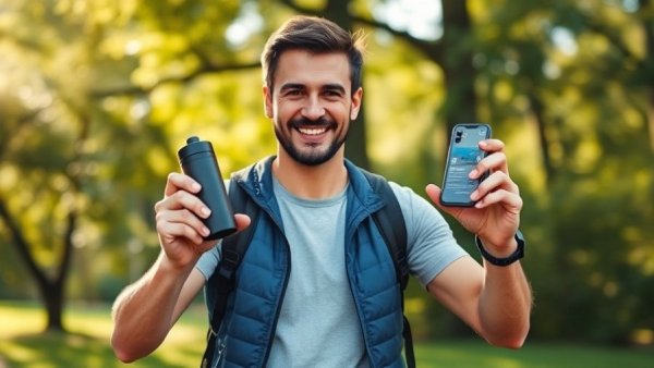 Man discussing Planta Protein Review in a park setting.
