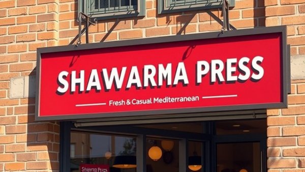 Shawarma Press opens in Lawrence with vibrant storefront sign.