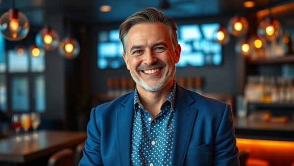 P.F. Chang's new CEO Jim Mazany in a blue blazer, smiling warmly.