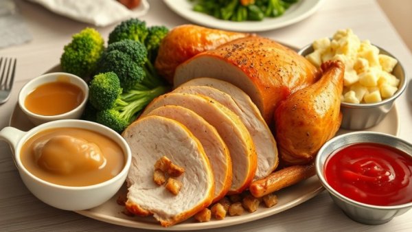 Denny's Holiday Turkey Bundles meal with sides.