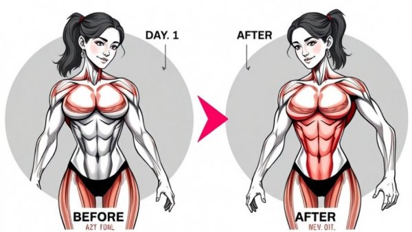 Comparison image of muscle transformation showing easy abs exercises for senior fitness.