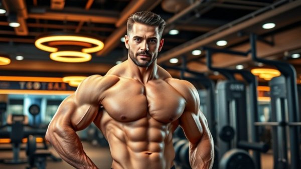 Custom gym equipment Las Vegas with confident muscular man in a luxury gym.