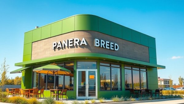 Modern Panera Bread storefront transformation strategy with greenery.