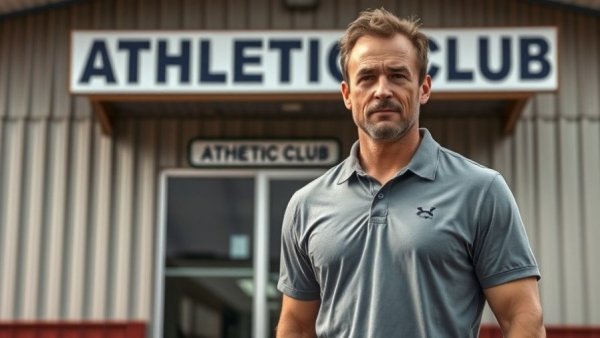 Serious trainer outside Wichita Falls Athletic Club