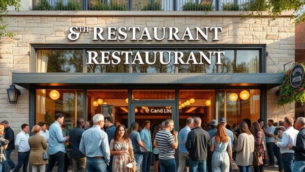 Poke House franchise expansion grand opening crowd outside restaurant.