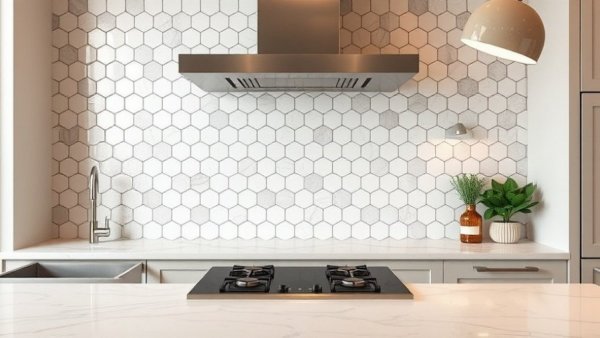 Easy maintenance tips for kitchen backsplash tiles in a modern kitchen.