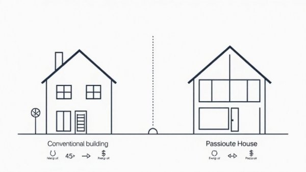 Infographic comparing conventional building and passive house for energy efficiency in building as climate action.