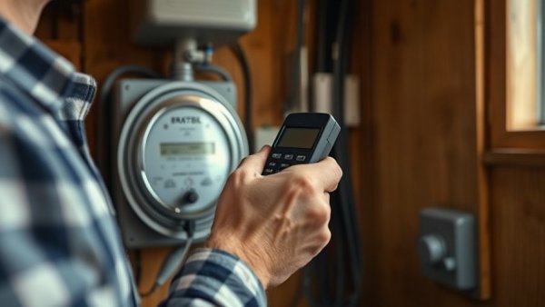 Close-up of recording electricity meter for rising energy bills in UK.