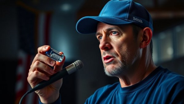 Man discusses BPC-157 dosage while holding a vial