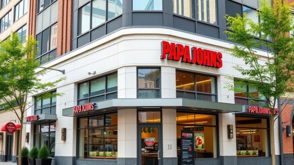 Modern Papa John's store exterior highlighting franchising strategy in urban area.