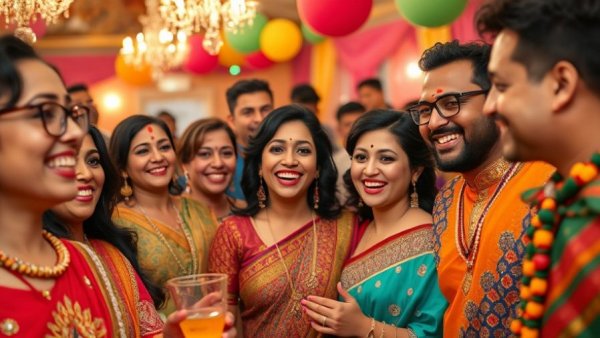 Festive gathering showcasing vibrant cultural celebration.