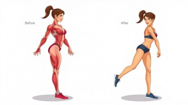 Illustration showing before and after effects of losing lower belly fat.