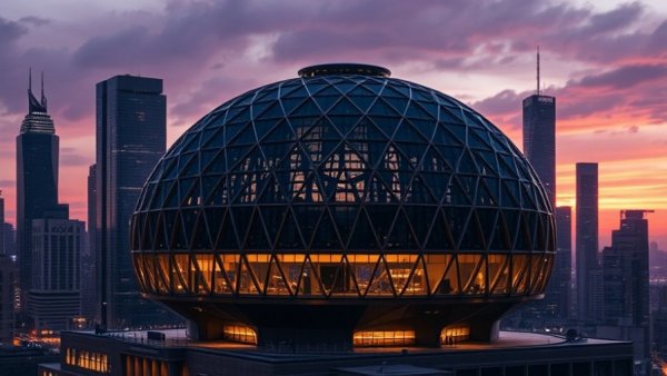 Futuristic dome building illustrating engineer life challenges in a cityscape.
