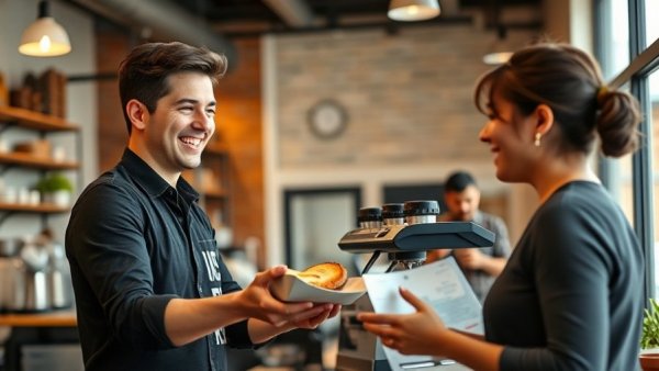 Barista serving pastry to customer in Black Sheep Coffee, highlighting U.S. expansion.